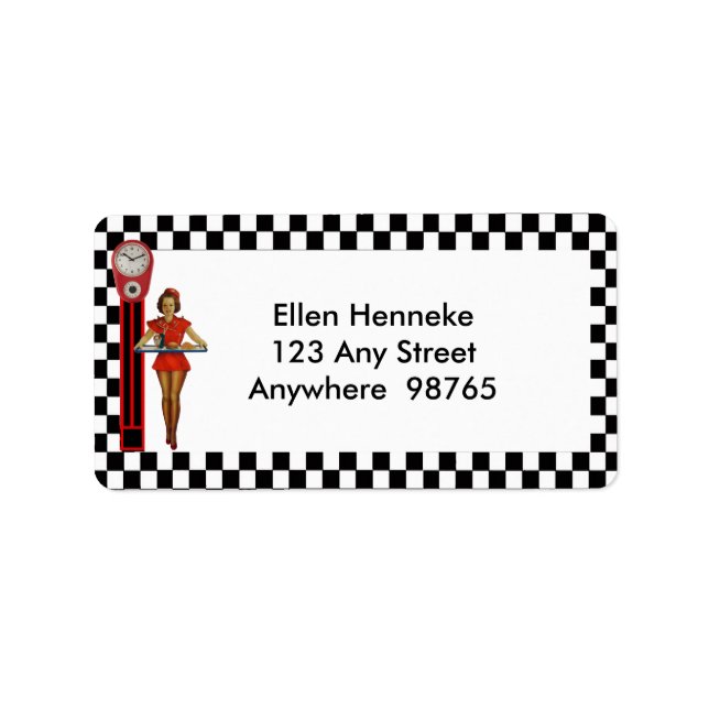 Etiqueta Cena retro de los años 50 (Frente)