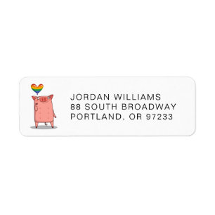 Etiqueta Cerdo con globo arco iris