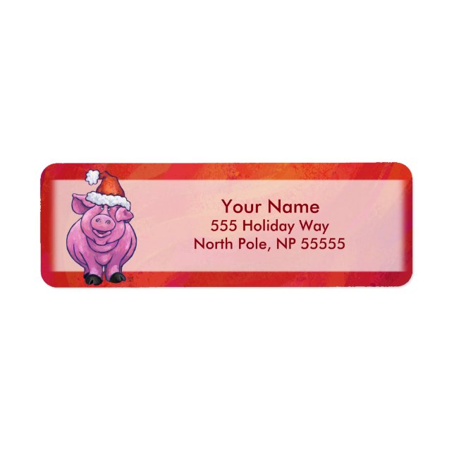 Etiqueta Cerdo en Santa Hat en rojo (Frente)