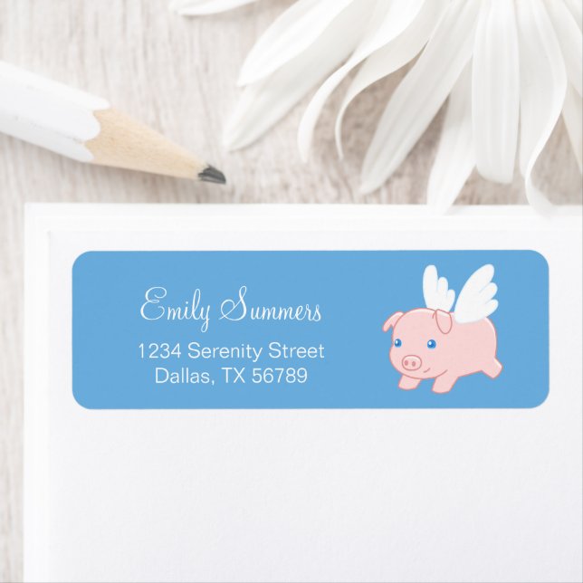 Etiqueta Cerdo volador - lechón con alas (In situ)