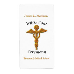 Etiqueta Ceremonia de Abrigo Blanco Médico de oro, regalo d