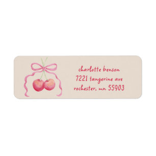 Etiqueta Cerezas y lazo personalizados para niños