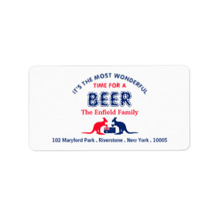 Etiqueta Cerveza canguro, bandera australiana, Navidades