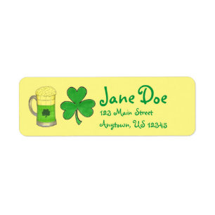 Etiqueta Cerveza verde Shamrock Irlanda San Patricio