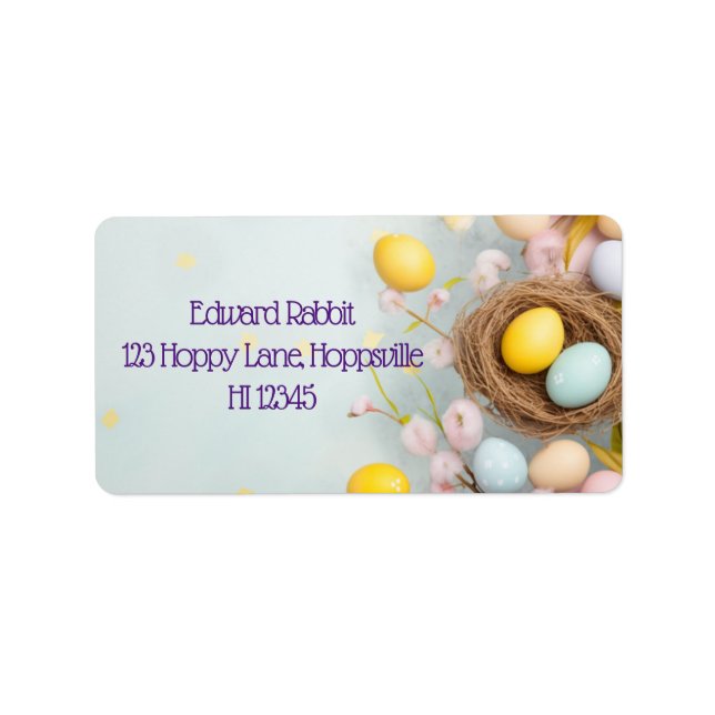 Etiqueta Cesta personalizada de Pascua con huevos (Frente)