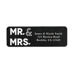 Etiqueta Chalkboard Chalk Mr. & Mrs. Wedding Engagement