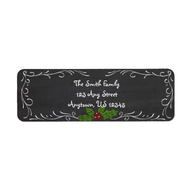 Etiqueta Chalkboard Happy Holidays (Frente)
