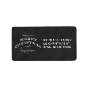 ETIQUETA CHALKBOARD MERRY CHRISTMAS HOLIDAY GREETING