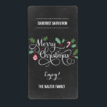 Etiqueta Chalkboard Merry Christmas Wine Bottle Labs<br><div class="desc">Estas etiquetas de diseño se pueden utilizar para vestir botellas de vino u otros recipientes de comida o bebida de su elección. Visite nuestro sitio web en www.berryberrysweet.com para más opciones de diseño.</div>