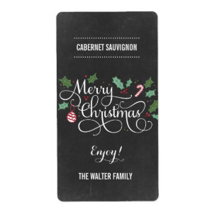 Etiqueta Chalkboard Merry Christmas Wine Bottle Labs