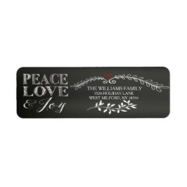 Etiqueta Chalkboard Peace Love Joy Holiday
