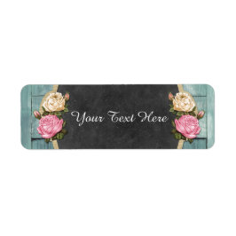 Etiqueta Chalkboard rústico de campo de Rosas de la época d