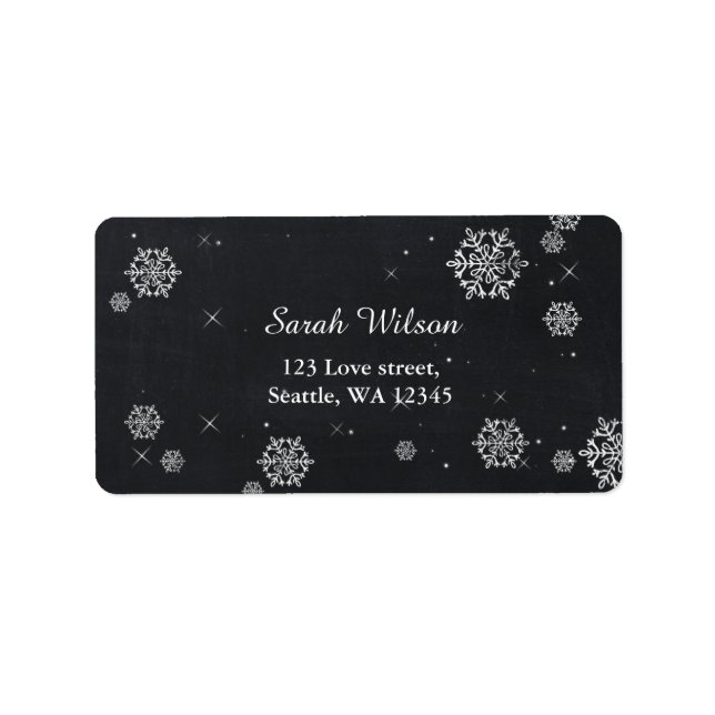 Etiqueta Chalkboard snowflakes Bridal Shower address labels (Frente)