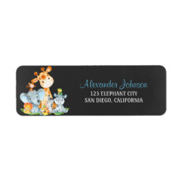Etiqueta Chalkboard Watercol Cute Jungle Animales