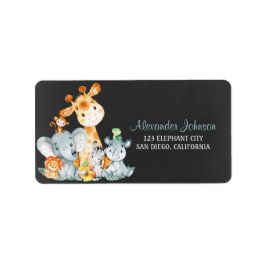 Etiqueta Chalkboard Watercol Cute Jungle Animales