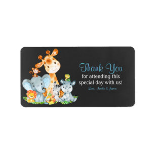 Etiqueta Chalkboard Watercol Cute Jungle Animales Gracias