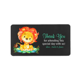 Etiqueta Chalkboard Watercolor Lion Gracias