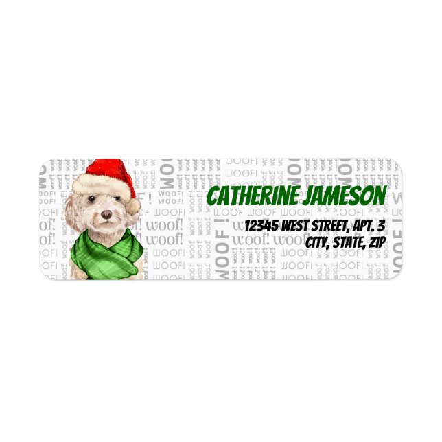 Etiqueta Champagne Cockapoo Dog Christmas Address (Frente)