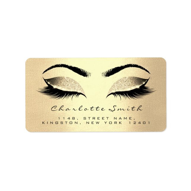 Etiqueta Champaigne Gold Makeup Lashes Retorno RSVP (Frente)