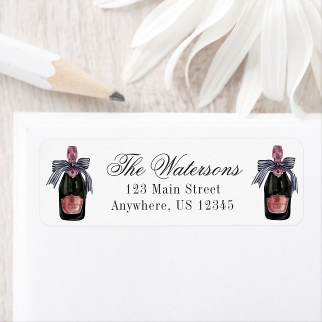 Etiqueta Champán francés acuarela con barro a rayas (In situ)