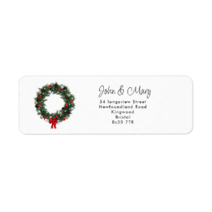 Etiqueta Change of Address sticker christmas wreath