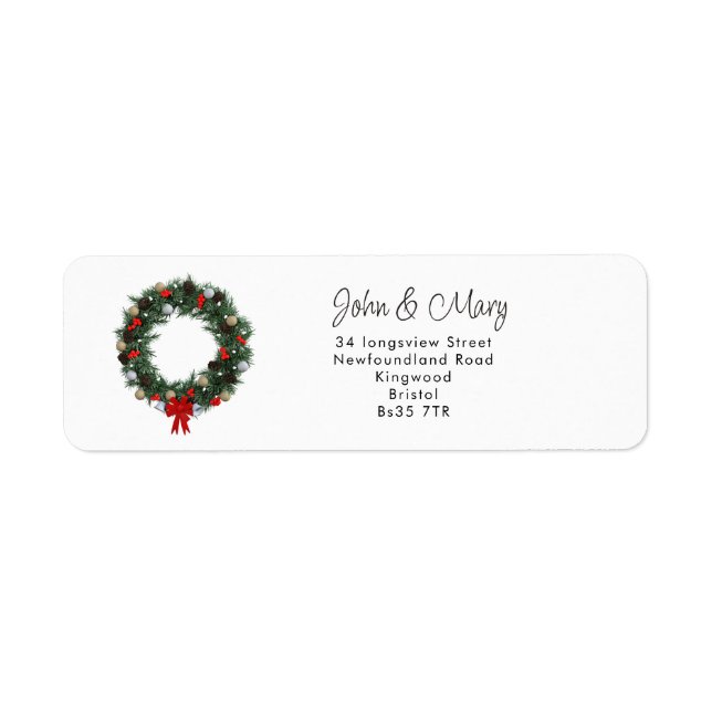 Etiqueta Change of Address sticker christmas wreath (Frente)