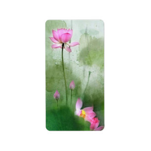Etiqueta CHARCA LOTUS l arte de la pintura del cepillo del