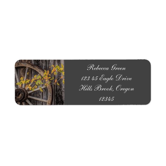 Etiqueta Charm Country - Rueda de vagón occidental rústica (Frente)