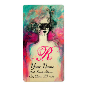 Etiqueta CHARM MONOGRAM, azul negro rosa verde