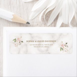 Etiqueta Charm Pink Gold Flowe Baptism Return Address