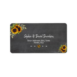 Etiqueta Charm Watercolor Sunflowers Chalkboard Boda
