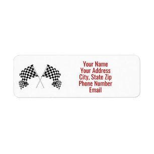 Etiqueta Checkered Flag Design Return Address Label