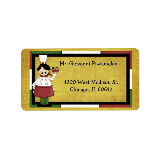 Etiqueta Chef Sirviendo Spaghetti (Frente)