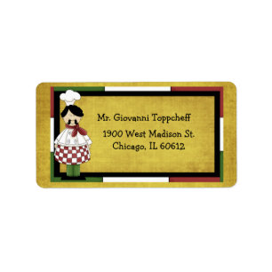 Etiqueta Chef usando Apron con Red Checkered