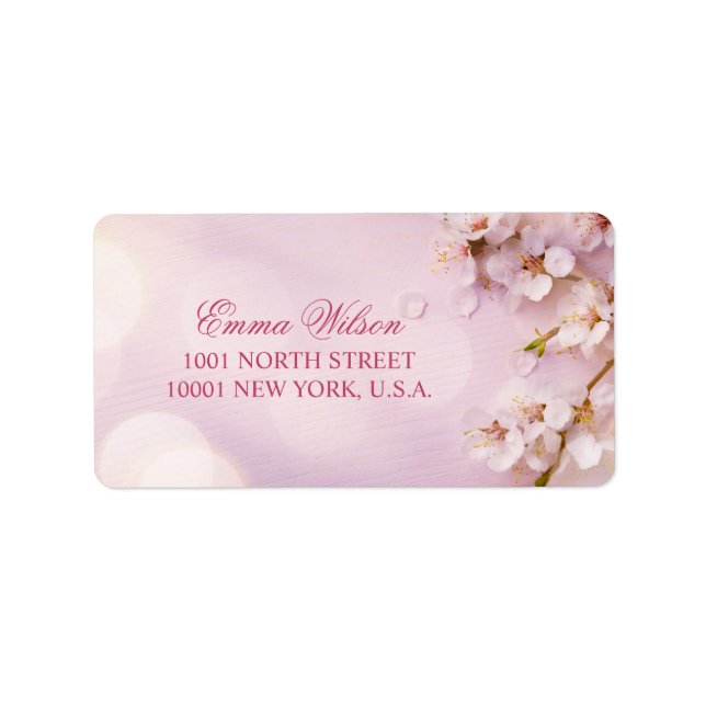 Etiqueta Cherry Blossom Elegant Wedding Address Labels (Frente)