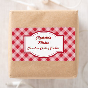Etiqueta Cherry Red Gingham Kitchen Labels