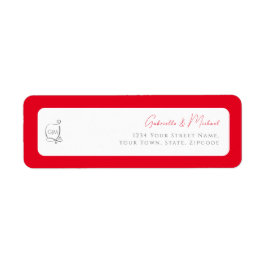 Etiqueta Cherry Red Simple Elegant Monogram Return Address 