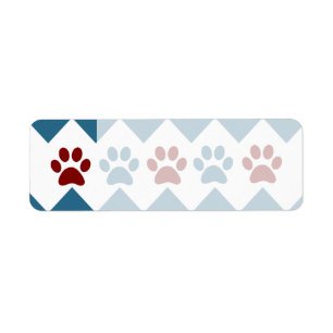 Etiqueta Chevron Blue Puppy Paw Imprime Regalos De Perro Lo
