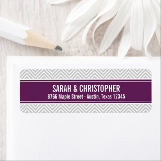 Etiqueta Chevron moderno gris y morado