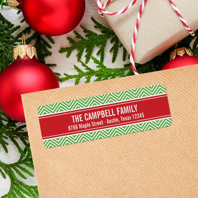 Etiqueta Chevron moderno rojo y verde (Subido por el creador)