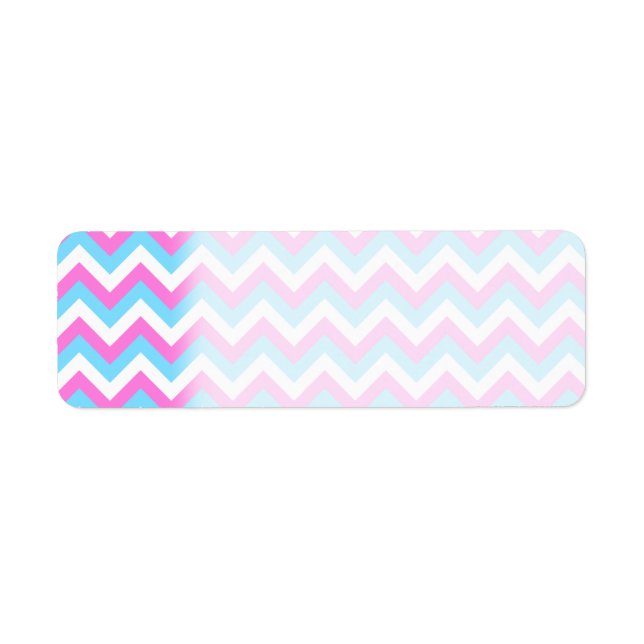 Etiqueta Chevron rosa y azul Zig Zag Stripes. (Frente)