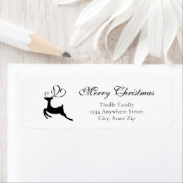 Etiqueta Chic Black and White Reindeer Address
