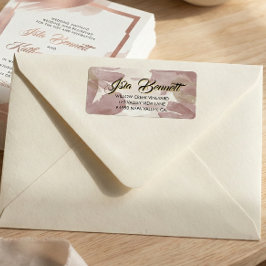 Etiqueta Chic Brush Stroke | Faux Rose Gold on White Label