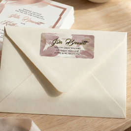 Etiqueta Chic Brush Stroke | Faux Rose Gold on White Label