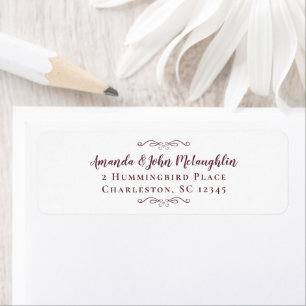 Etiqueta Chic Calligraphy Burgundy Wedding Return Address