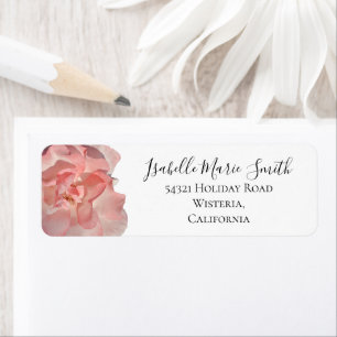 Etiqueta Chic Coral Rosa Flor Blanca Dirección de Retorno