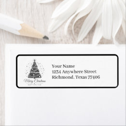 Etiqueta Chic Elegant Black White Christmas Mail Return