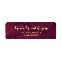 Etiqueta Chic Elegante Burgundy Oscuro Aquarela Acento Dora