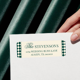 Etiqueta Chic Emerald Checkered Old Money Return Address