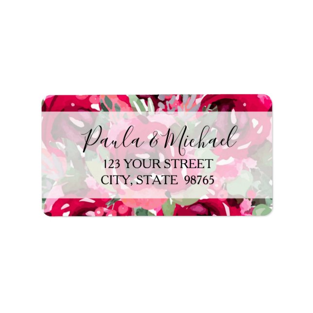 Etiqueta Chic Pink Watercolor Flowers (Frente)